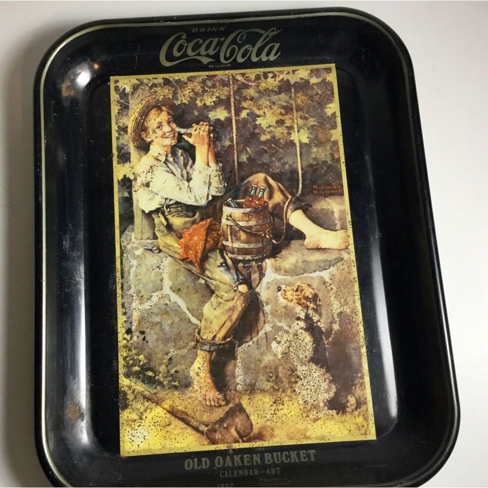 Coca Cola Tray Norman Rockwell Reproduction‎ Old Oaken Bucket 10x13 Vintage
